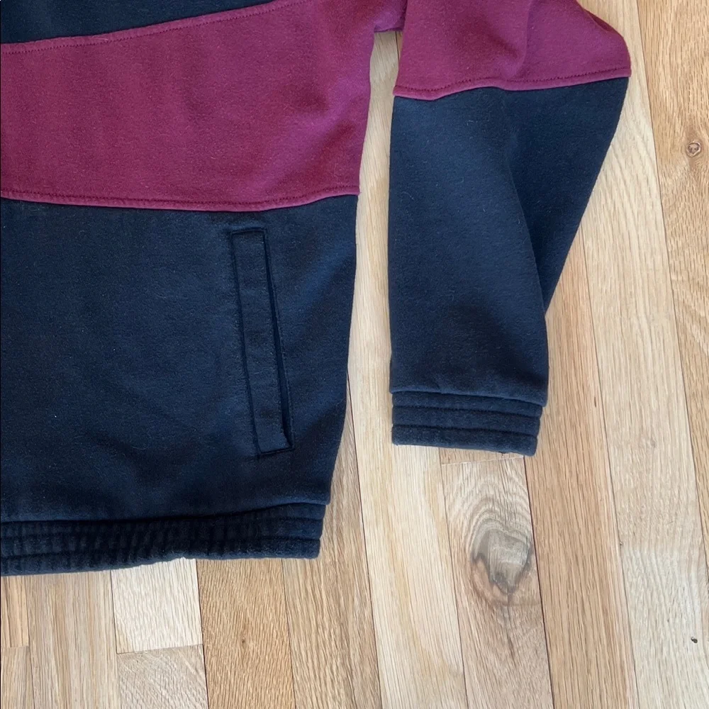 True Religion Black Maroon Color Block Full Zip Jacket, w/Pockets, Size M